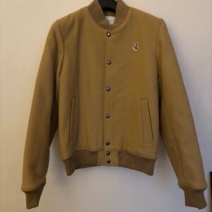 Maison Kitsuné wool beige bomber jacket